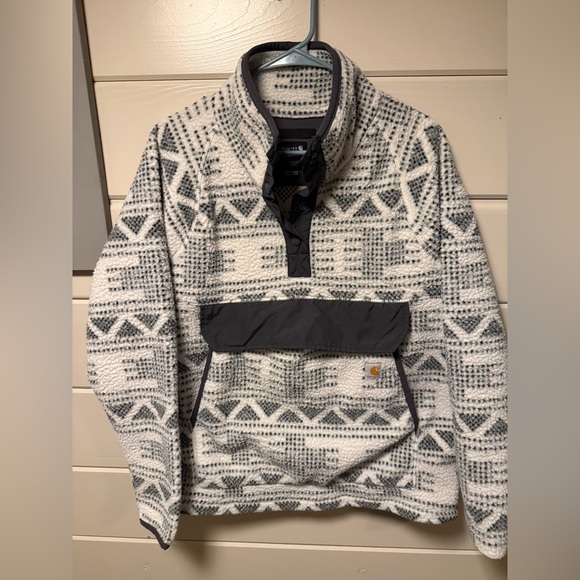 Women’s XL Carhartt Black and White Fleece Pullover - Picture 1 of 3